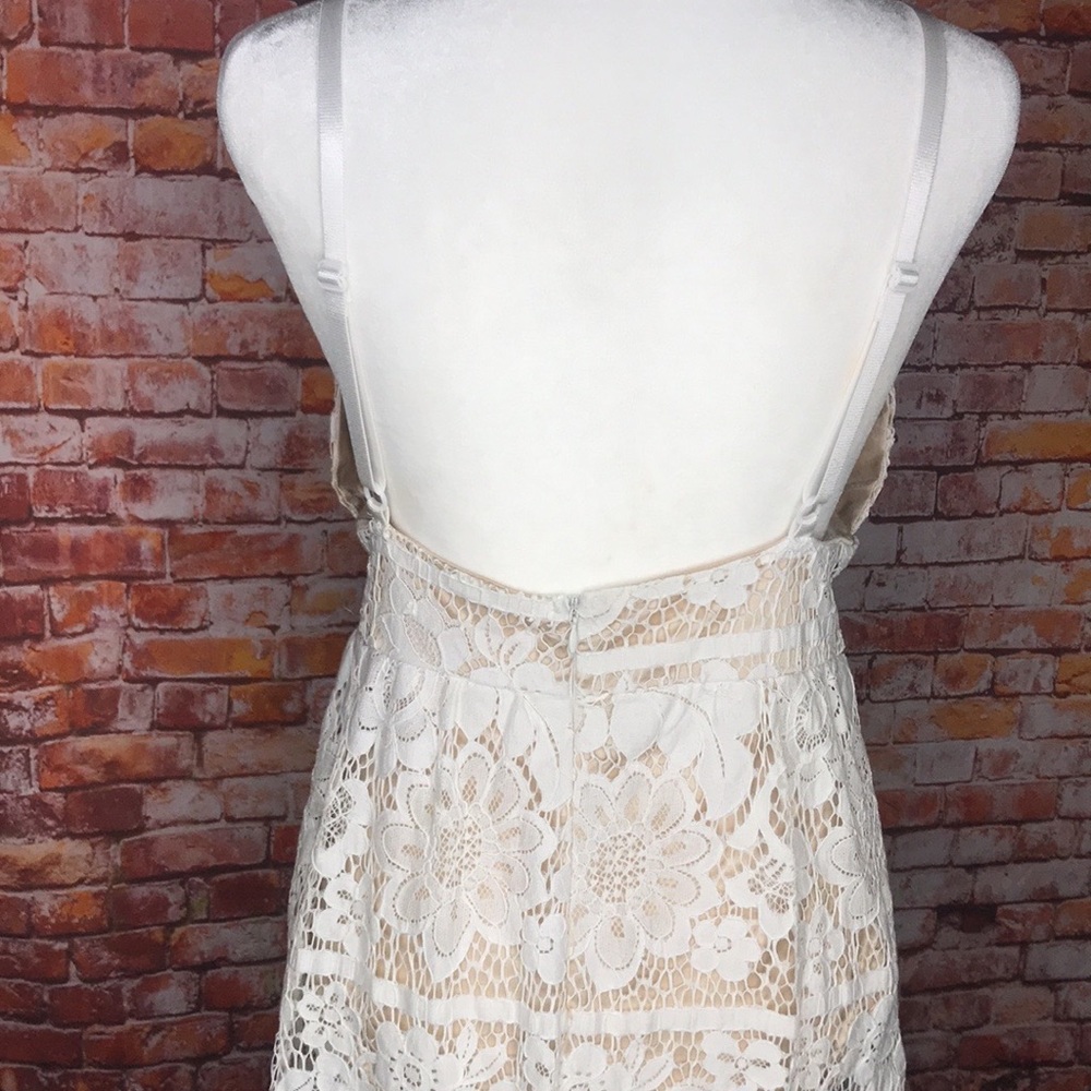 White Lace Overlay Sundress with Built in Bodysuit - Picture 9 of 13